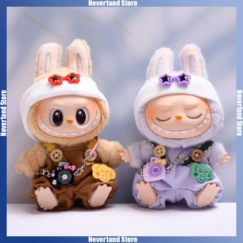 Mini tenues de poupée en peluche, chapeau à bretelles, ensemble de couvre-chef étoile 10-17cm Labubu V1 V2 Kpop Idol, accessoires universels pour vêtements mignons
