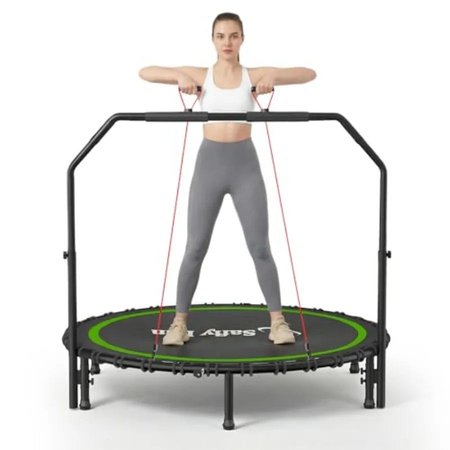 

Складной мини-батут для взрослых 40''/45''/50'' (до 450-550 фунтов) с ручкой, для фитнеса в помещении и на улице, черный, с защитными пружинами
