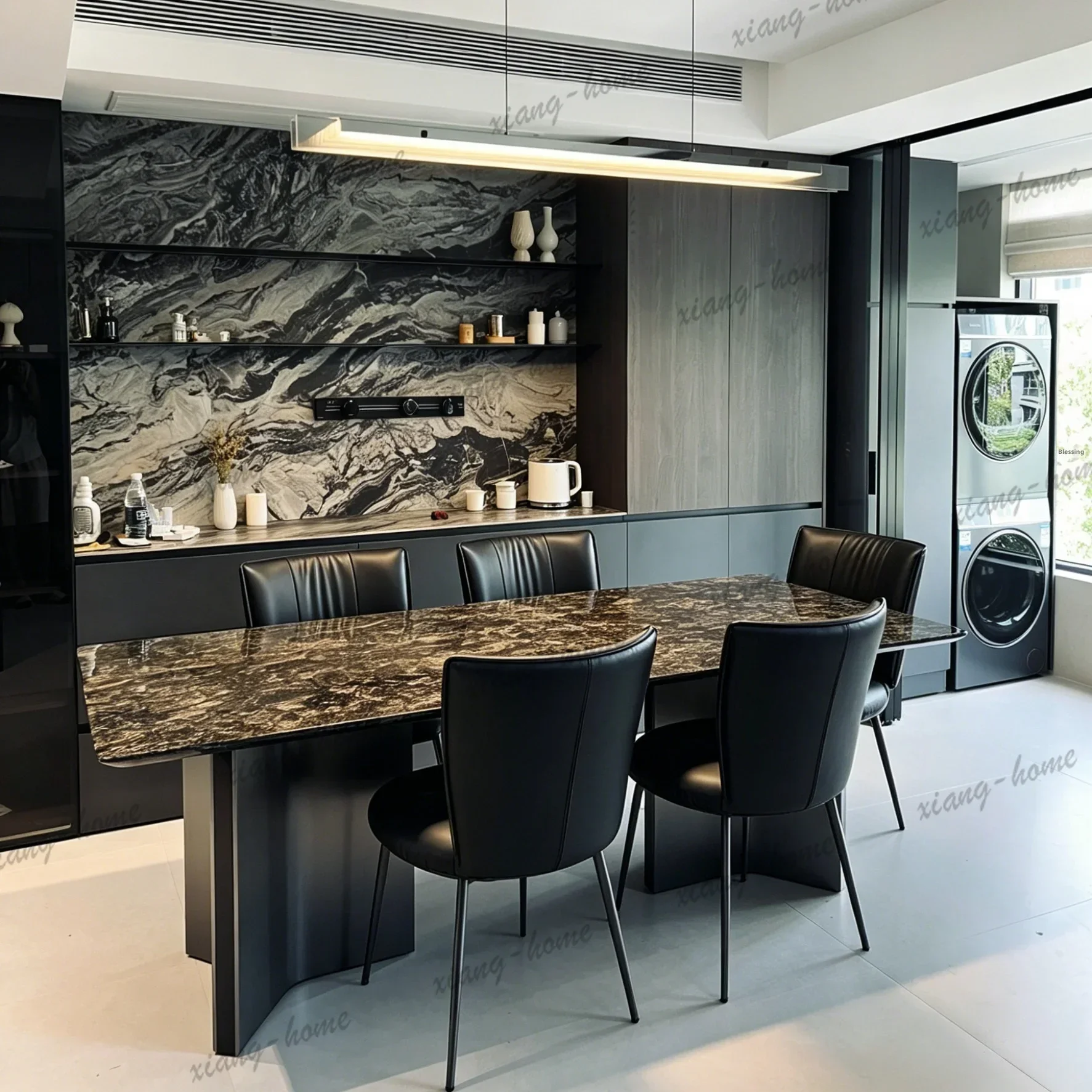 LD Luxury Onyx Marble Dining Table Translucent Stone Top Handcrafted Furniture for Exclusive Living Space