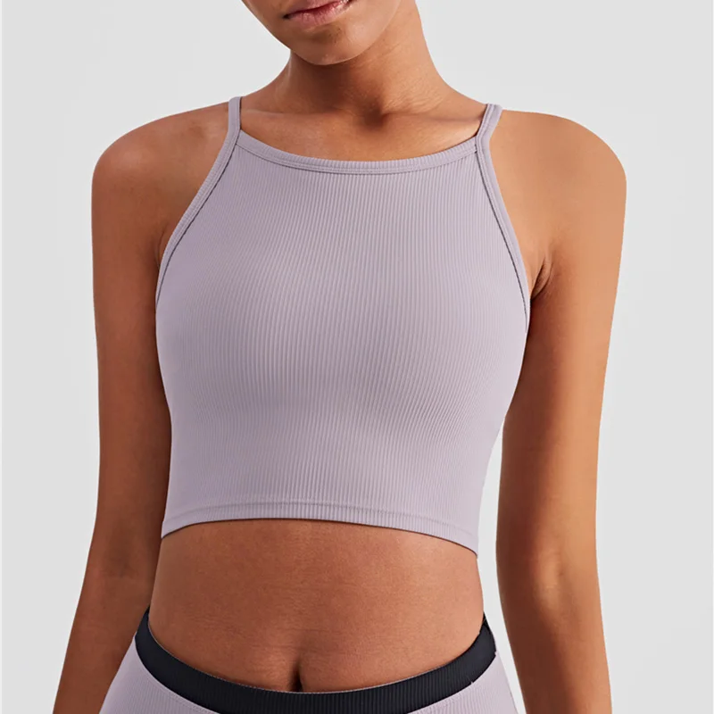 Vnazvnasi donne Sport Strap reggiseno sicurezza Fitness Top gilet a coste corsetto femminile Push Up Crop Top palestra biancheria intima Yoga abbigliamento sportivo