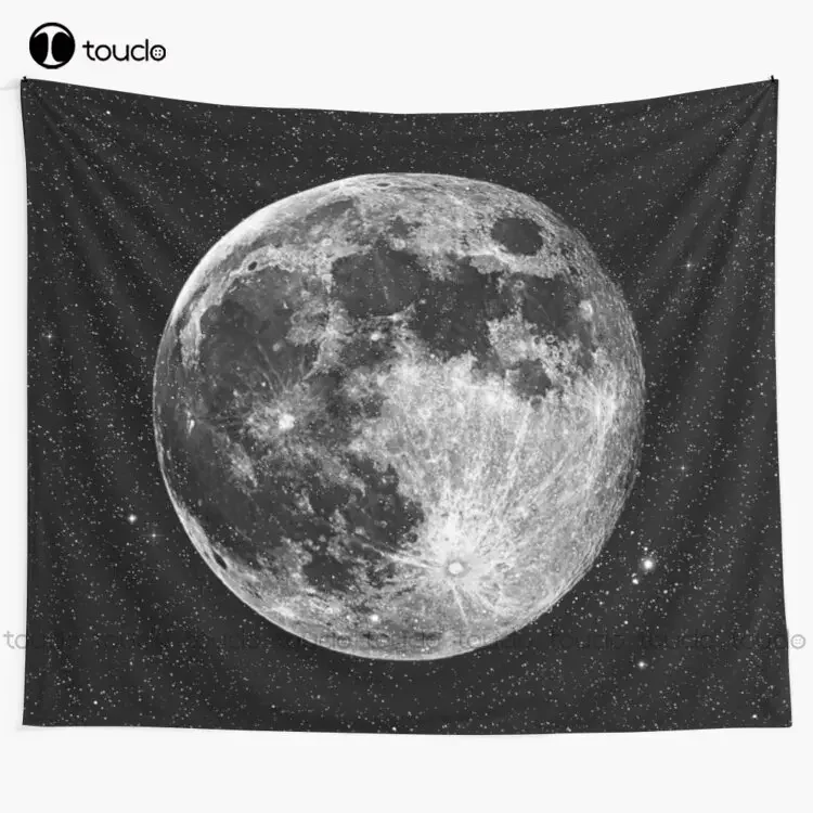 Full Moon Space Astronomy Stars Moon Tapestry Cool Wall Tapestry Blanket Tapestry Bedroom Bedspread Decoration Wall Covering
