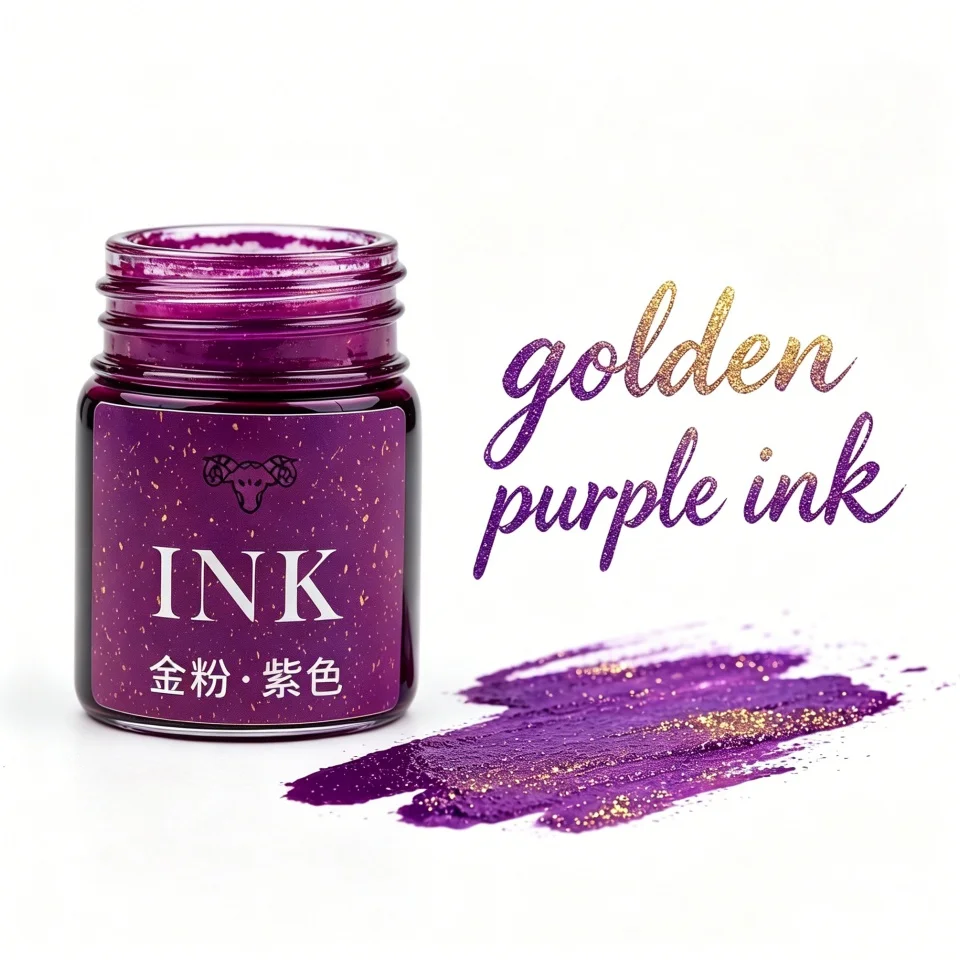 Goldene Pulverfarbene Füllfederhaltertinte 15ml Sternenhimmel-Glitzerpulver zum Färben, Malen, Kalligraphie-Übungen, Farbige Tinte – Detail 29