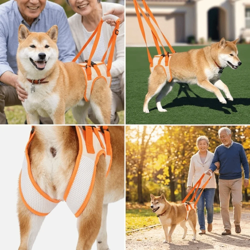 Adjustable Straps Dog Lift Harness Lightweight Build Padded Handle Dog Support Strap Adjustable Buckles Breathable Mesh