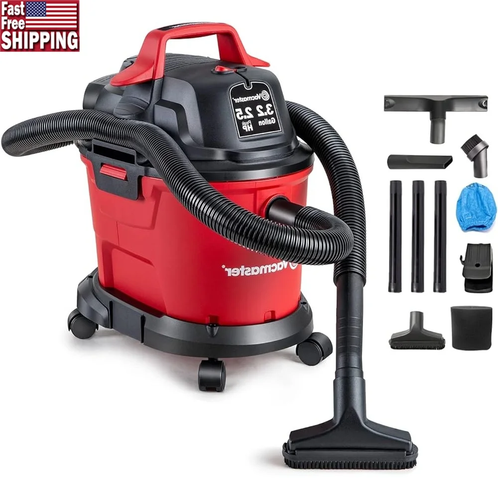 Wandmontierter Nass-Trockensauger, 3,2 Gallonen, leistungsstarke Sauggebläsefunktion, leicht, tragbar, mit 11 Zubehörteilen, für Zuhause, Garage, Auto
