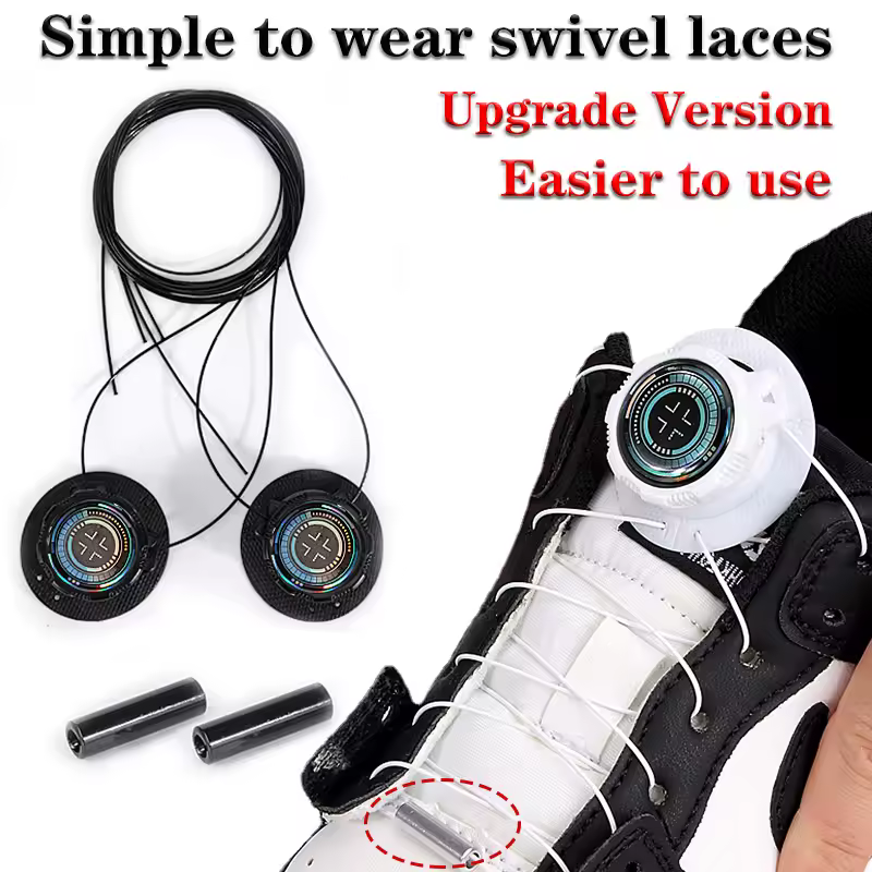 1Pair New Easy Fit Wire Swivel Buckle Elastic Laces Sneakers Automatic Shoelaces Without Ties Adults Kids Lazy No Tie Shoe Laces