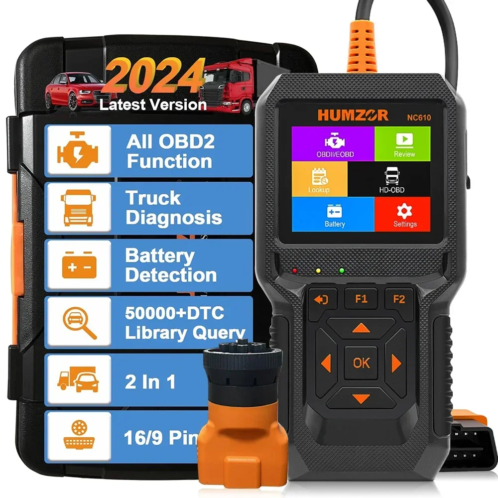 NC610 12V/24V OBD2 Heavy Duty Truck Scanner Diagnostic Tool OBD2 Scanner Car Check Engine Code Reader Fault Diagnostic Scan Tool