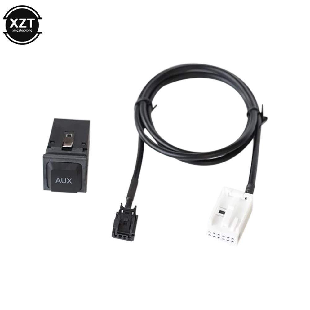 Samochodowy 12-pinowy kabel audio AUX Zestaw gniazd AUX Przełącznik + kabel do Volkswagen VW RCD300 RCD510 RNS315 Akcesoria samochodowe
