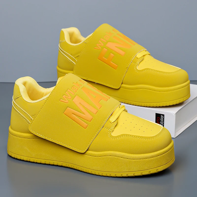Hot Selling Fashion Blue Letter Printed Mens Low Sneakers Comfort Platform Casual Sneakers Men Hook-loop Street Sneakers for Men