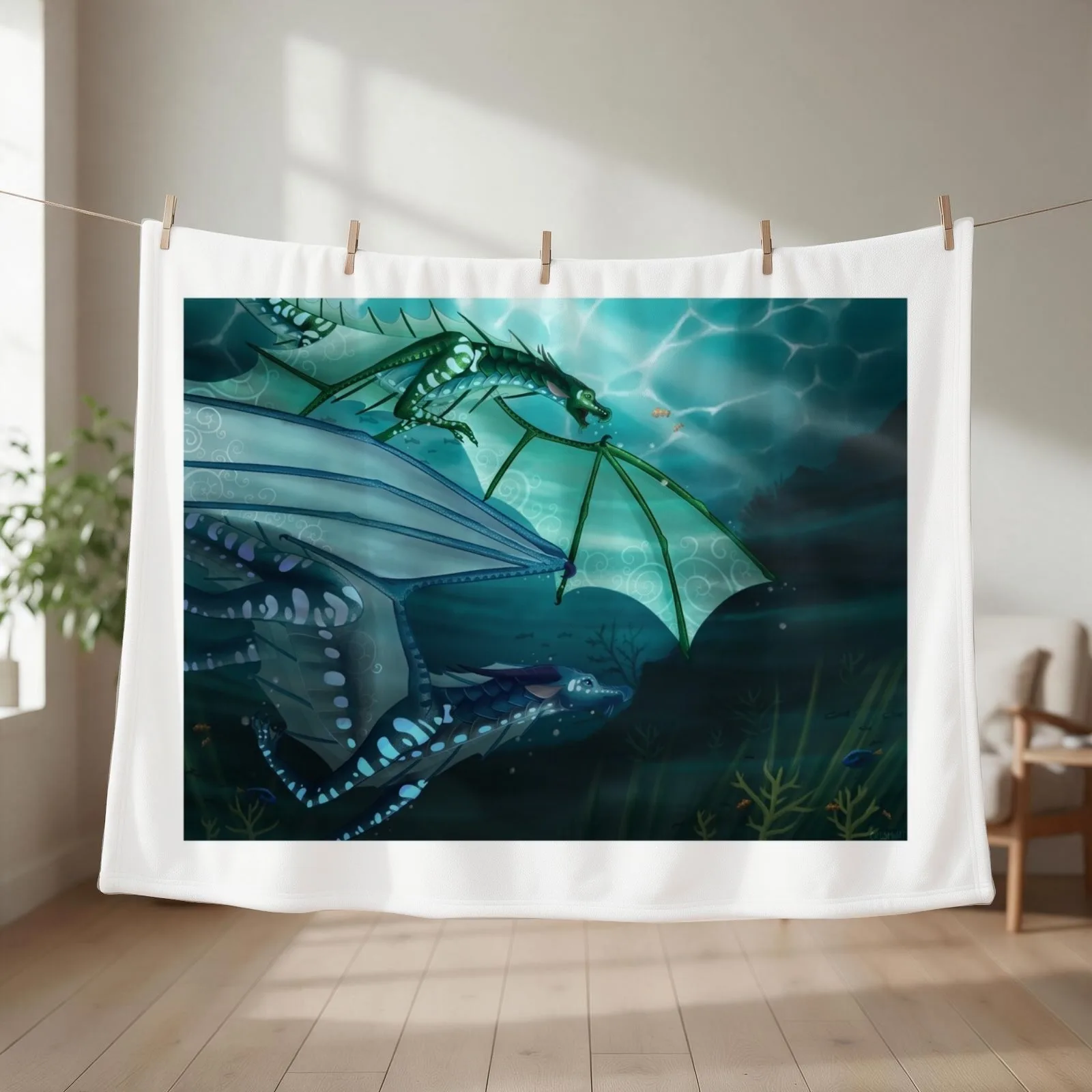 Journey To Pantala (Tsunami and Turtle, Wings of Fire) Throw Blanket couch cozy soft plush fuzzy picnic outdoor blanket