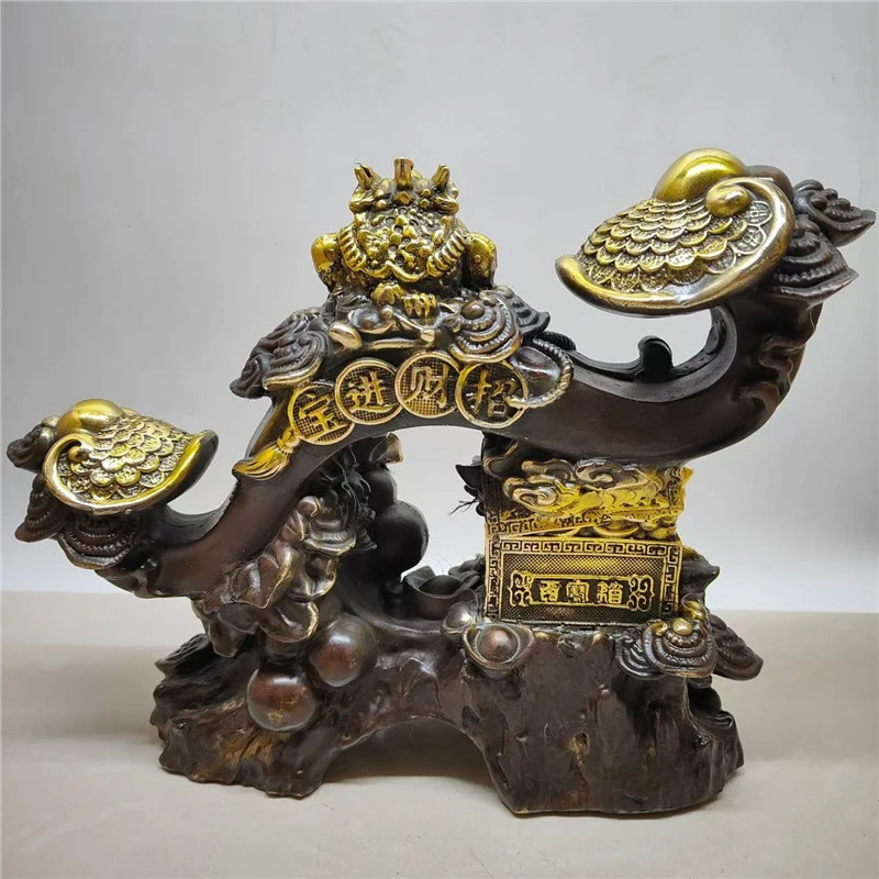 Pure golden , home decoration crafts for the living room, copper auspicious toad that attracts wealth and