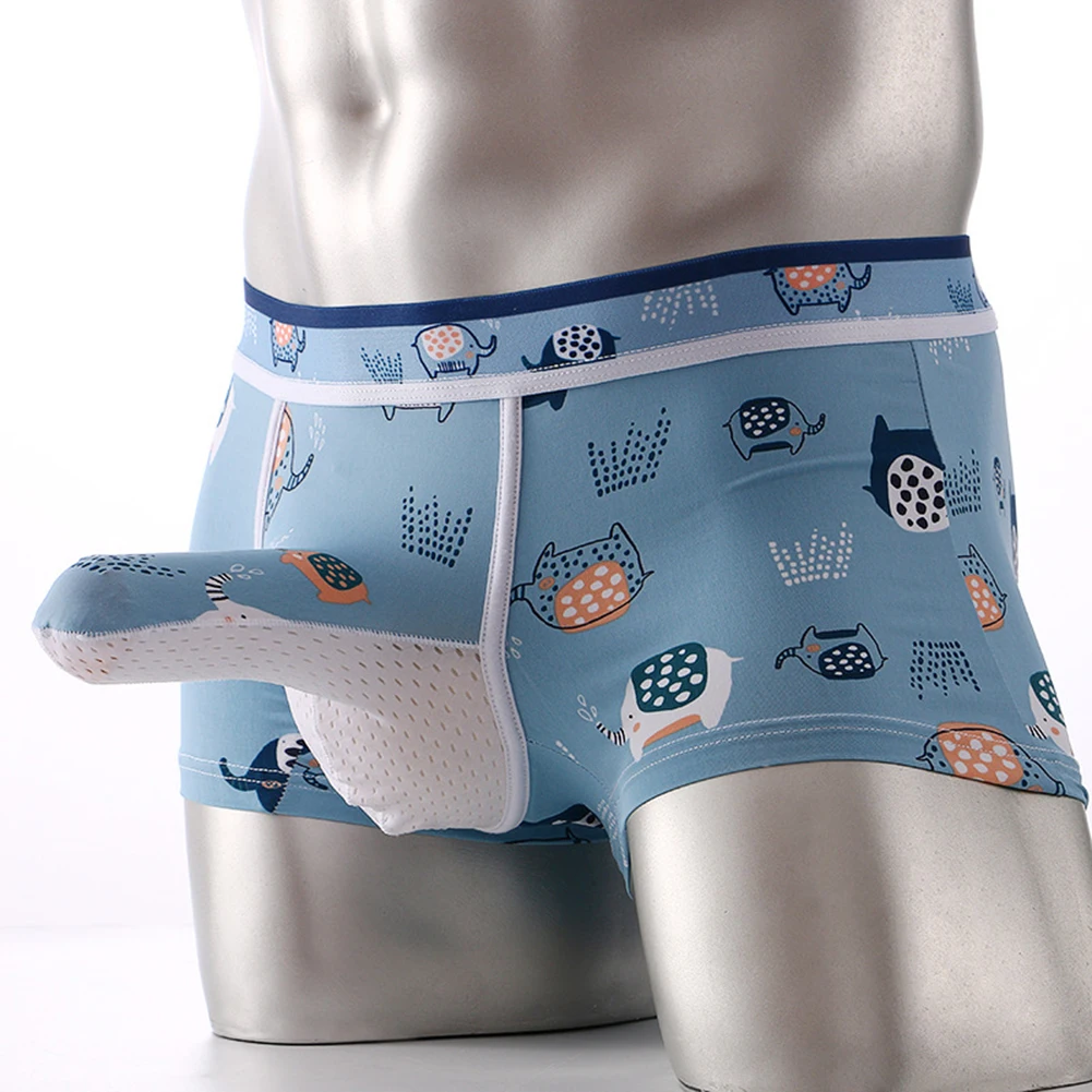 Boxer de nariz de elefante masculino, cuecas de malha respirável, calcinha elástica de cintura média, JJ bainha cobre bolsa, shorts