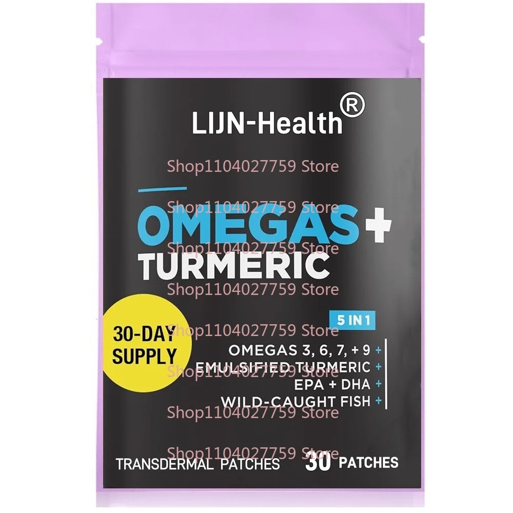 30 Patches Omega 3 6 9 Plus Turmeric Curcumin Transdermal Patches - Supports Heart Health - Joint