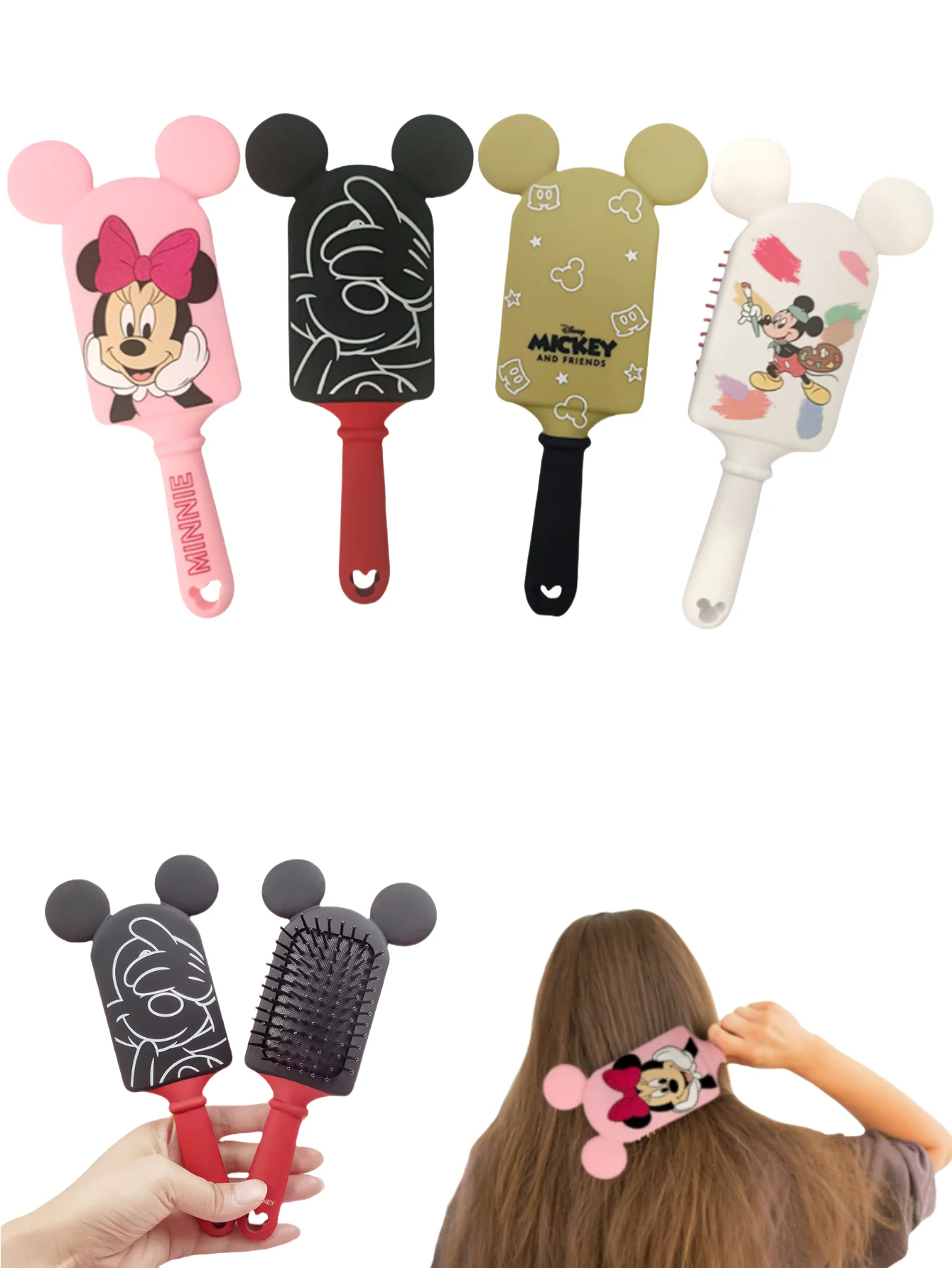 1 unidad de peines de masaje con cojín de Mickey Mouse Minnie, peine de dibujos animados, cepillo para el pelo, herramienta de peluquería, regalos de fiesta