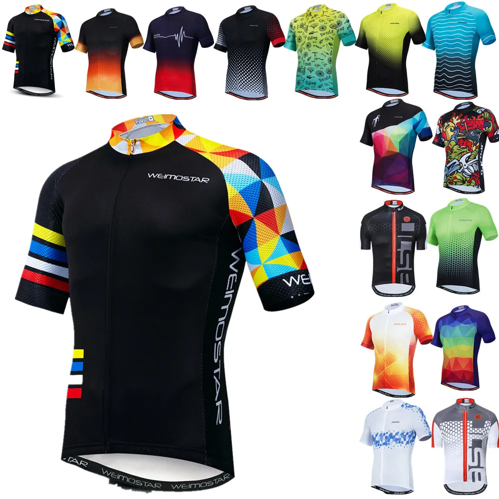 Cycling Jersey Men Bike Top MTB Bicycle Shirt  Mountain Road Riding Clothing Short Sleeve Summer Cyclist biking Clothes Black