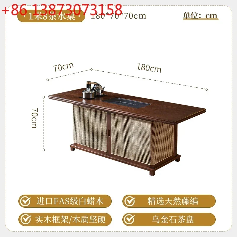 

yj32 New Chinese-style solid wood rattan tea table, small tea table, homestay home modern simple tea cabinet