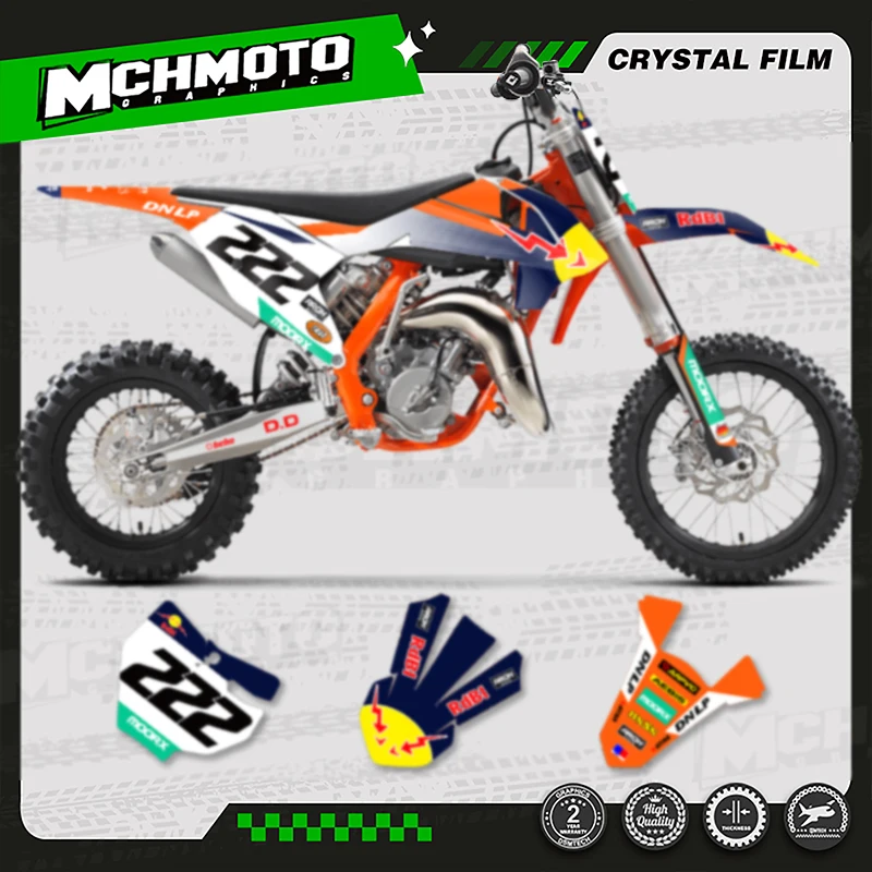 

MCHMFG Full Set Graphics Background Decal Stickers Kit for KTM 2016-2023 SX65 SX 65 Number Name Custom