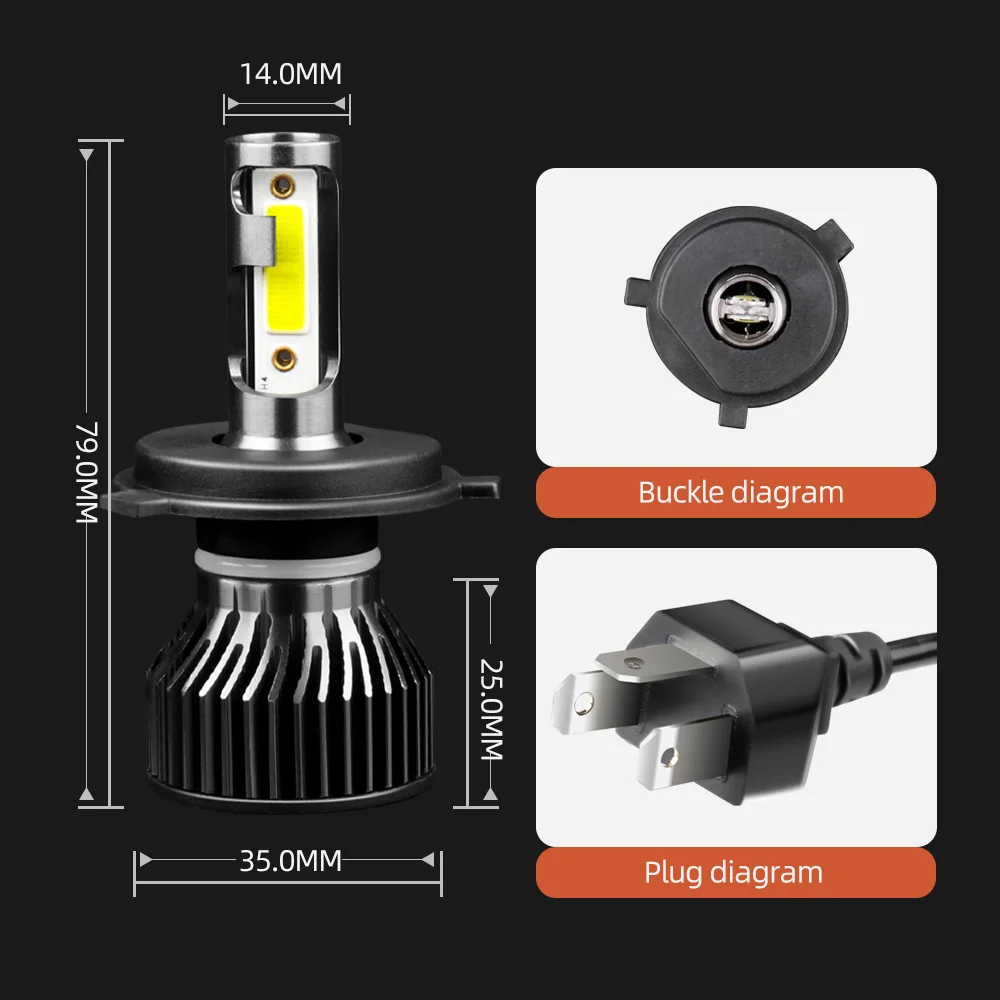 Motorcycle H4 LED Headlight Bulb 4800lm Hi-Low Beam Moto Lamp 12V For Honda VTX1300S (SC52) - Cruiser 2003 2004 2005 2006 - 2023