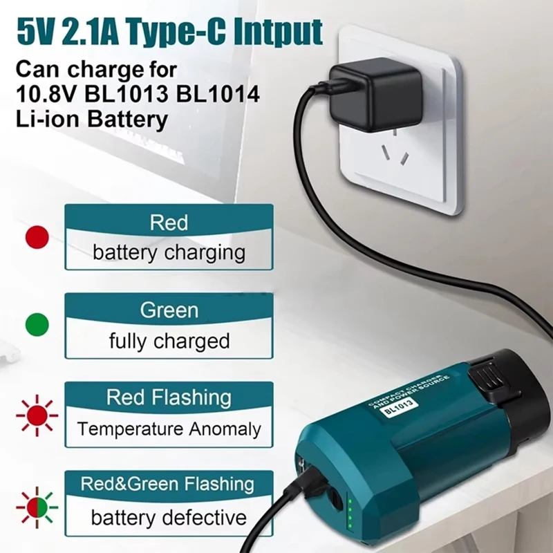 10.8 فولت-12 فولت بطارية ليثيوم شحن لمحول شاحن USB سترات ساخنة لبطارية BL1013