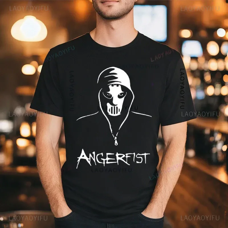 Summer Fashion Angerfist 100% Cotton Men Tshirt HARDCORE TECHNO MAINSTREAM GABBA Women T-shirt Angerfist Dutch Gabber Music Tops