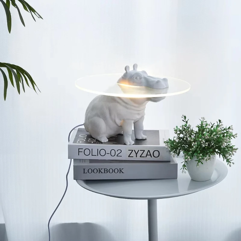 Modern new style exclusive design creative hippo table lamp animal shape decorative lamp suitable for bedroom bedside study desk