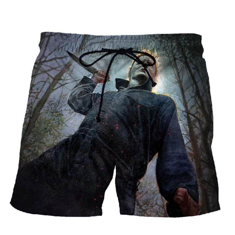 Summer New Hot Sale Loose Harajuku Style Michael Myers 3d Printing Boy\'s Fashion Shorts Wild Beach Shorts