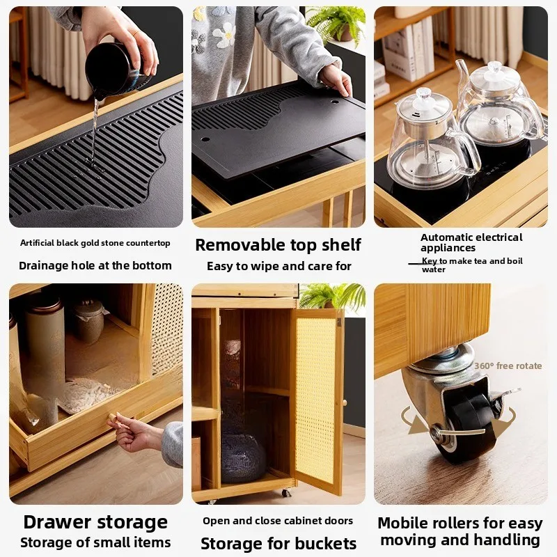 Mobile tea cabinet Household kettle Integrated tea table Tea side table