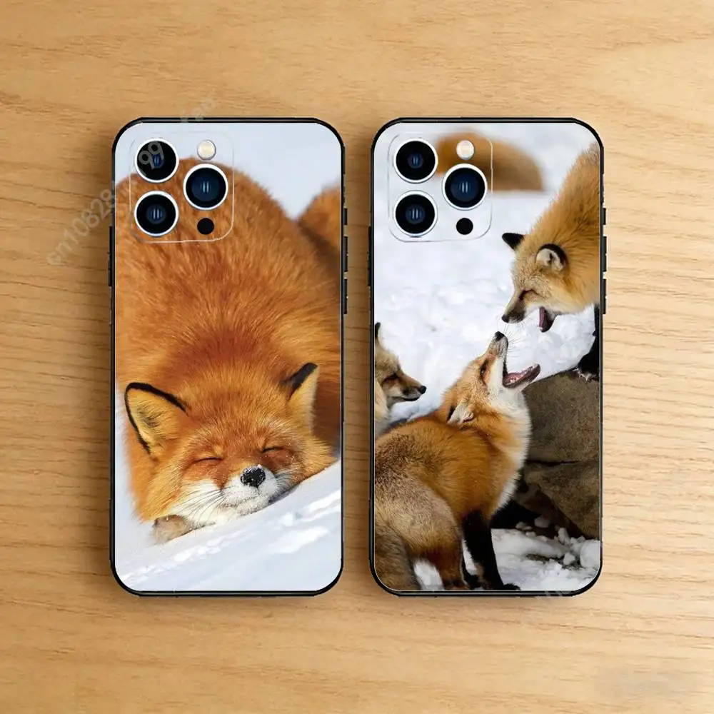 

Winter Cute Red Fox Phone Case for iPhone 17 16 16E 15 14 Pro Plus Air 13 12 11 Max Mini X XR XS TPU Bumper