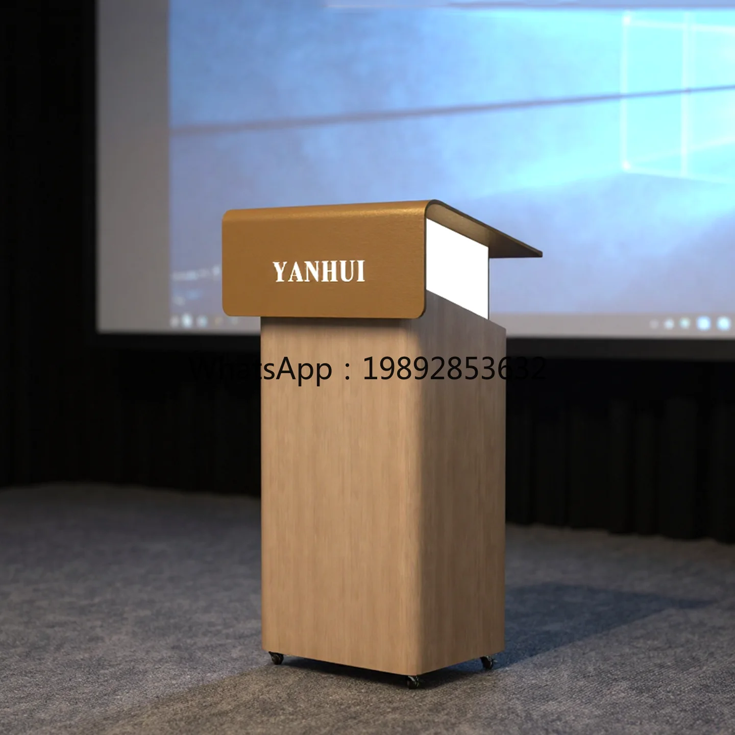 LYY Reception Desk Simple Modern Front Desk Reception Table Guest Desk Wood Grain Luminous Light Luxury Reception Table