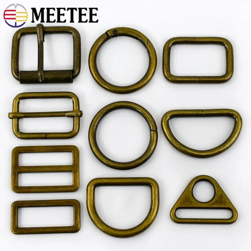 5/10Pcs 20-38mm Bronze Metal Buckles O D Ring Lobster Clasp Carabiner Webbing Tri Glide Slider DIY Bag Hardware Accessories