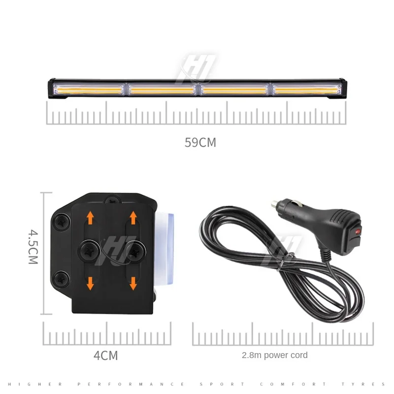 Cob Single-Sided Car Flash Light 4 Sections 59cm Car Middle Net Engineering Vehicle Warning Truck Truck Ceiling Bar