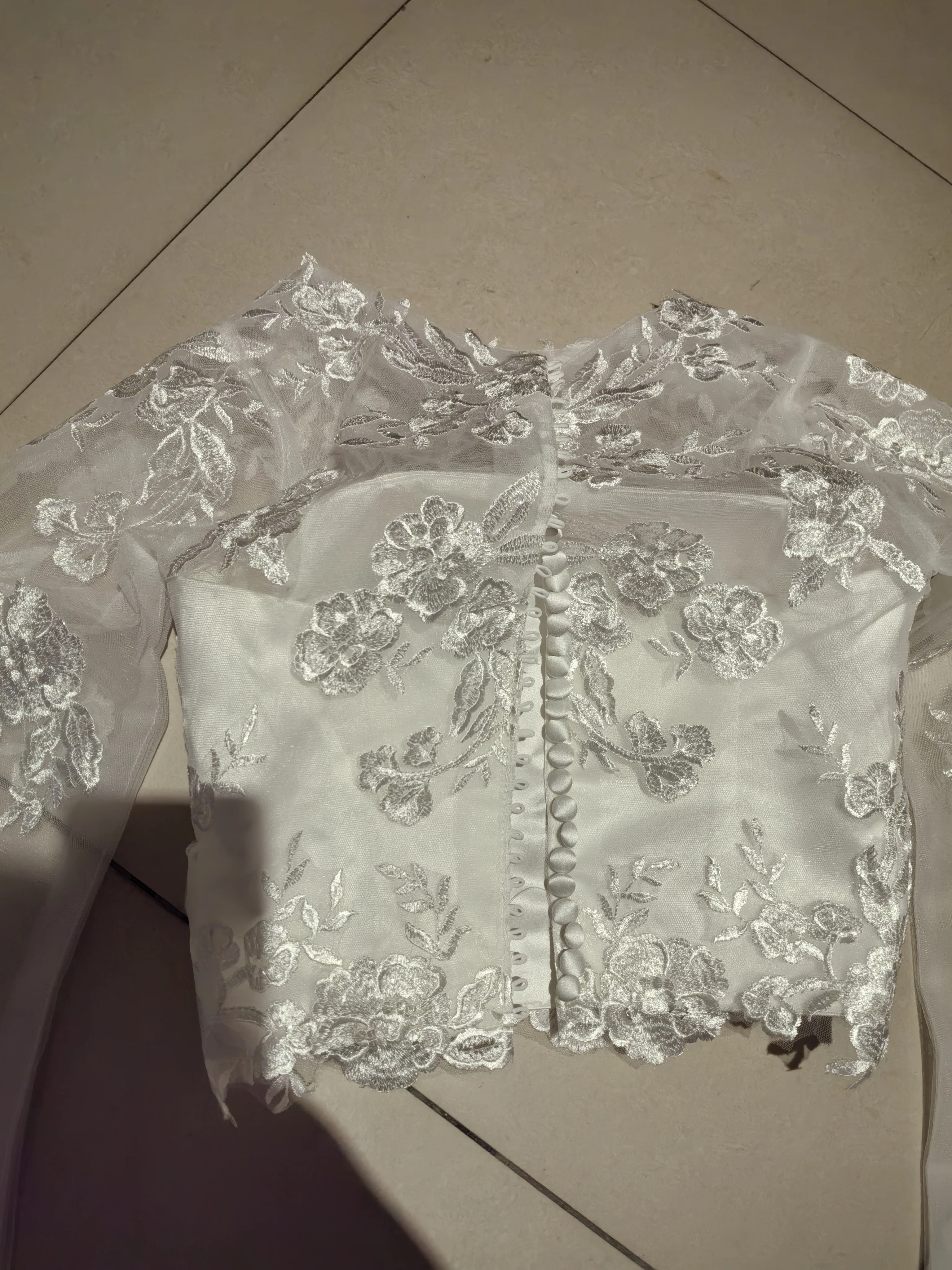 Lace Wedding Jacket Sequined Bridal Wrap Bolero Weddng Coat Top Trumpet Sleeve Customized