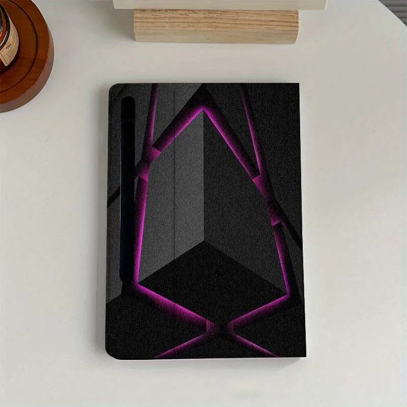 

Black Geometric Purple Cool Gift For Samsung Galaxy Tab S6 S7 S8 S9 S10 FE Plus Lite Soft Flexible Support Tablet Case