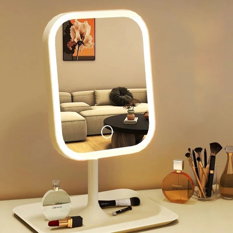 New LED Modern Desktop Vanity Mirror Portable 3 Color Light LED Makeup Touch Mirror for Women Bedroom Dressing Use - view 3