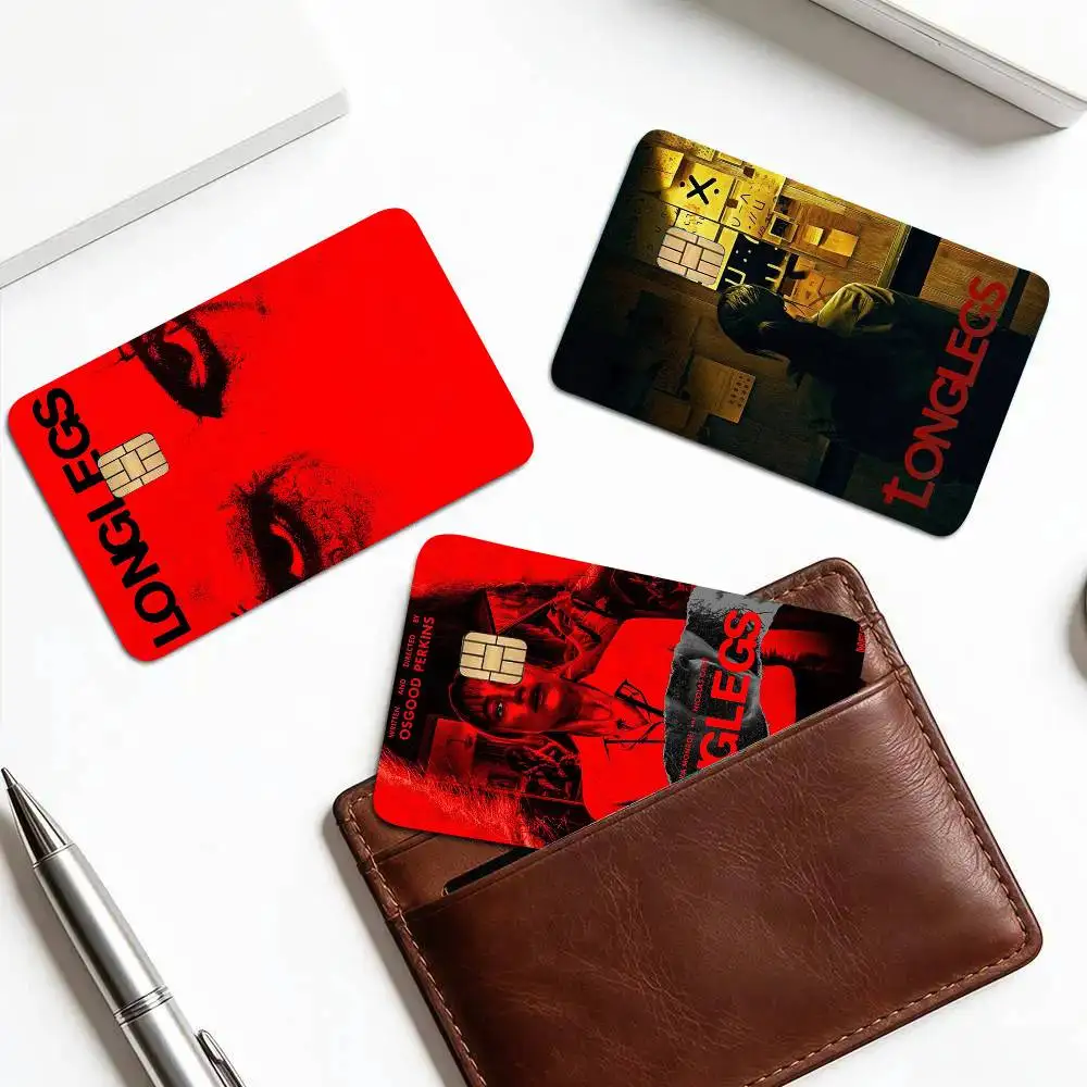 L-Longlegs Crime Horror Movie Card Sticker Cartoon Art Credit Card Skin Anti Scratch Bank Debit Card Decal