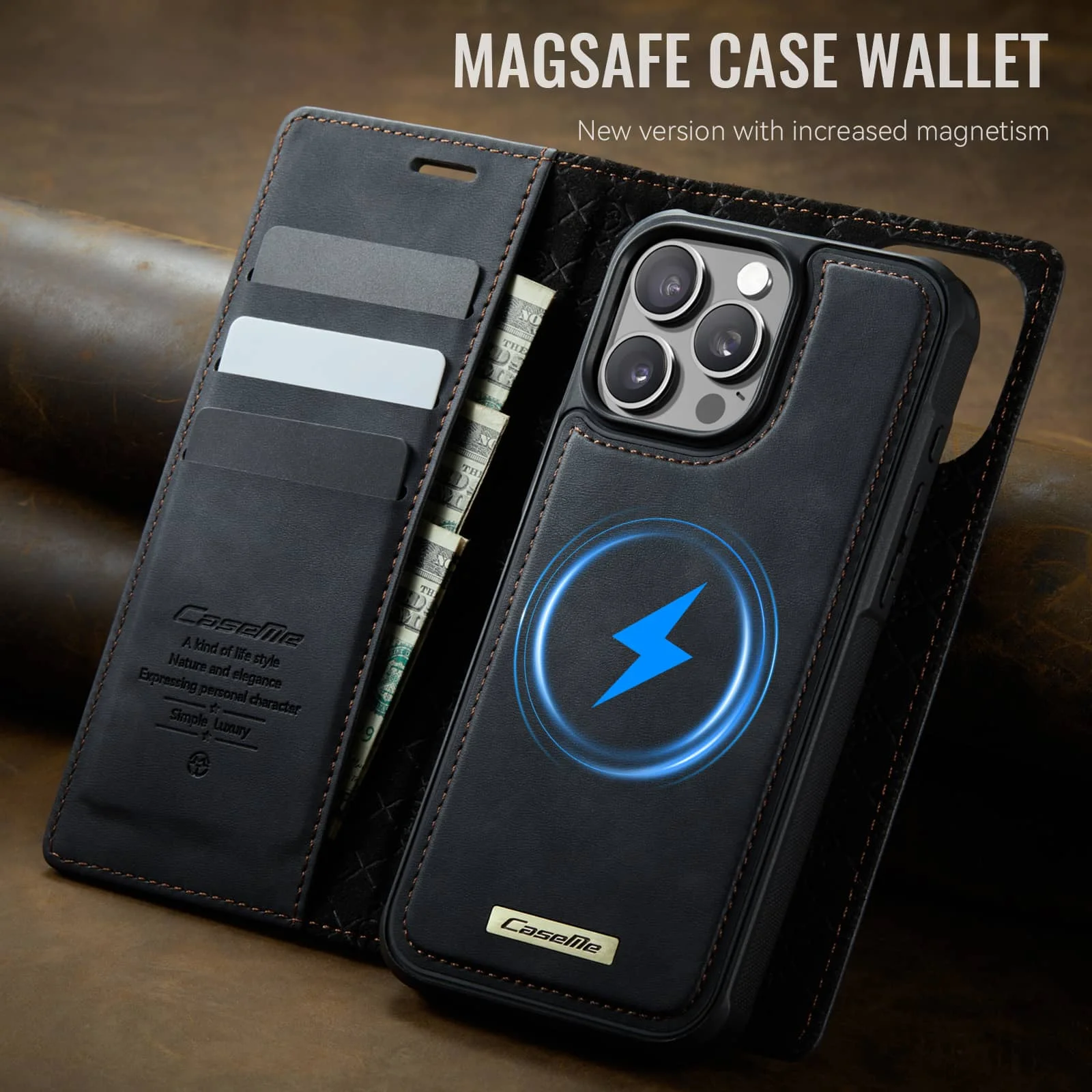 For iPhone 16e 16 15 14 13 12 11 Pro Max Detachable Wallet Case Compatible with Magsafe, 2-in-1 PU Leather Flip RFID Blocking
