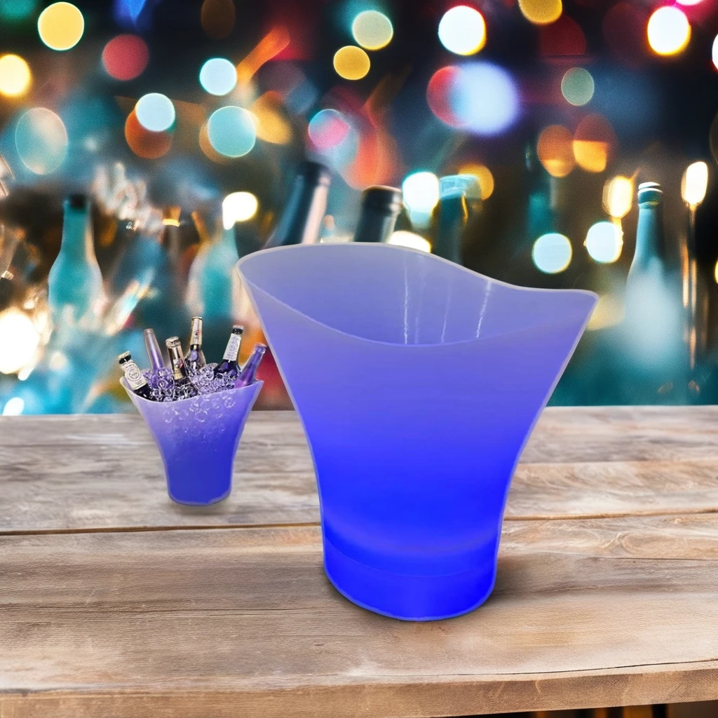 Large Capacity 7L Champagne LED Wine Ice Bucket Waterproof Plastic Novelty Design Multi-Color Changing for Party Home Bar Use