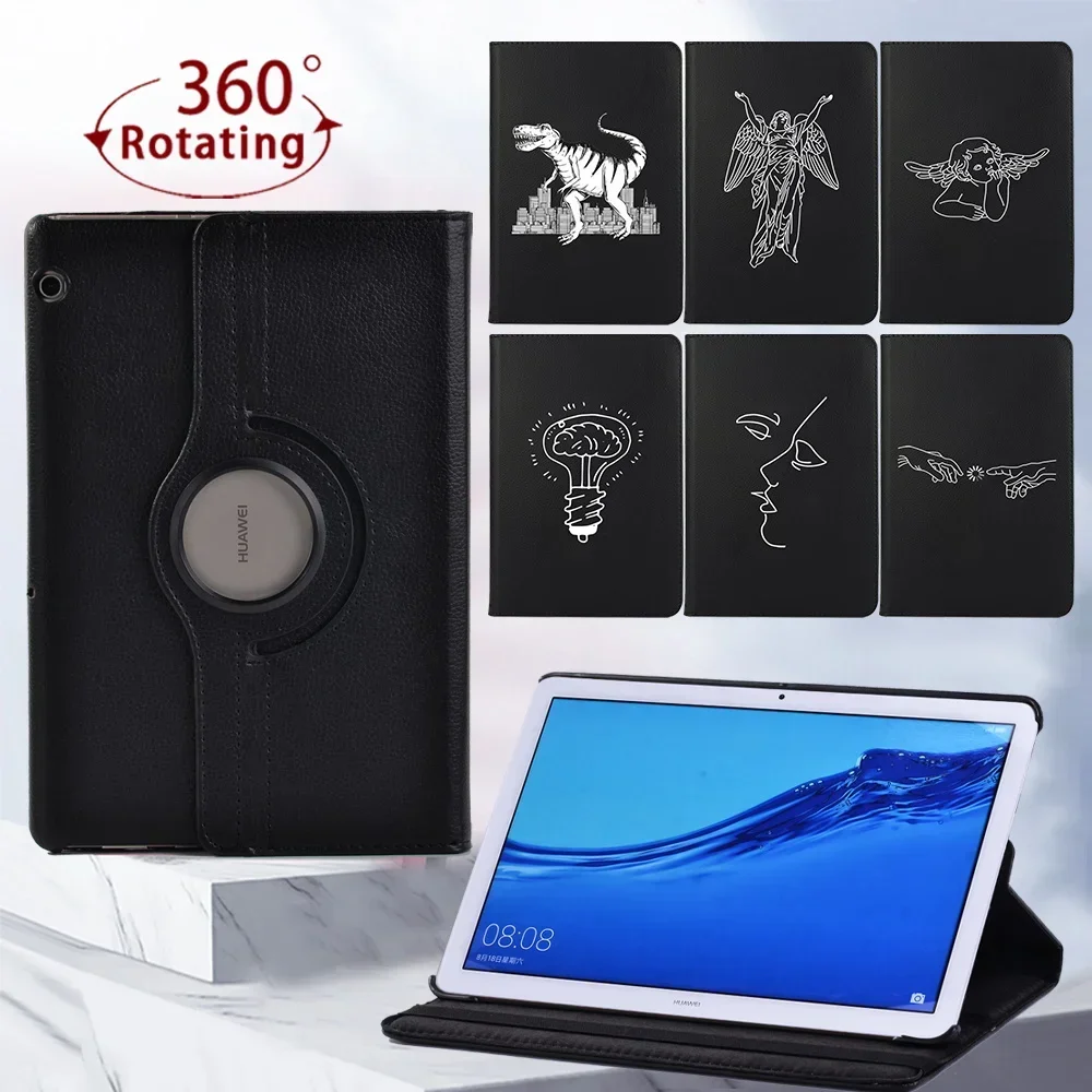 

Tablet Case for Huawei MediaPad T5 10 10.1 Inch/T3 10 9.6 Inch 360 Rotating Scratch-Resistant Pu Leather Protective Case+Stylus