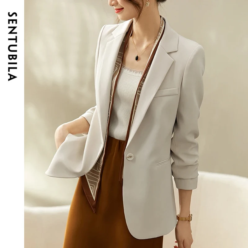 SENTUBILA Blazer Women 2024 Spring Autumn Elegant Fashion Office Lady Work Business Professional Notched Suit Jacket 123X43564