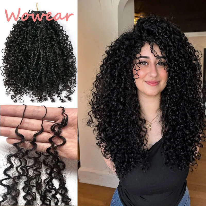 

Бесшовные маленькие спиральные кудри, имитирующие перья, для плетения крючком, накладные волосы из натуральных волос, невидимые, предварительно разделенные, пикси-кудри для плетения крючком