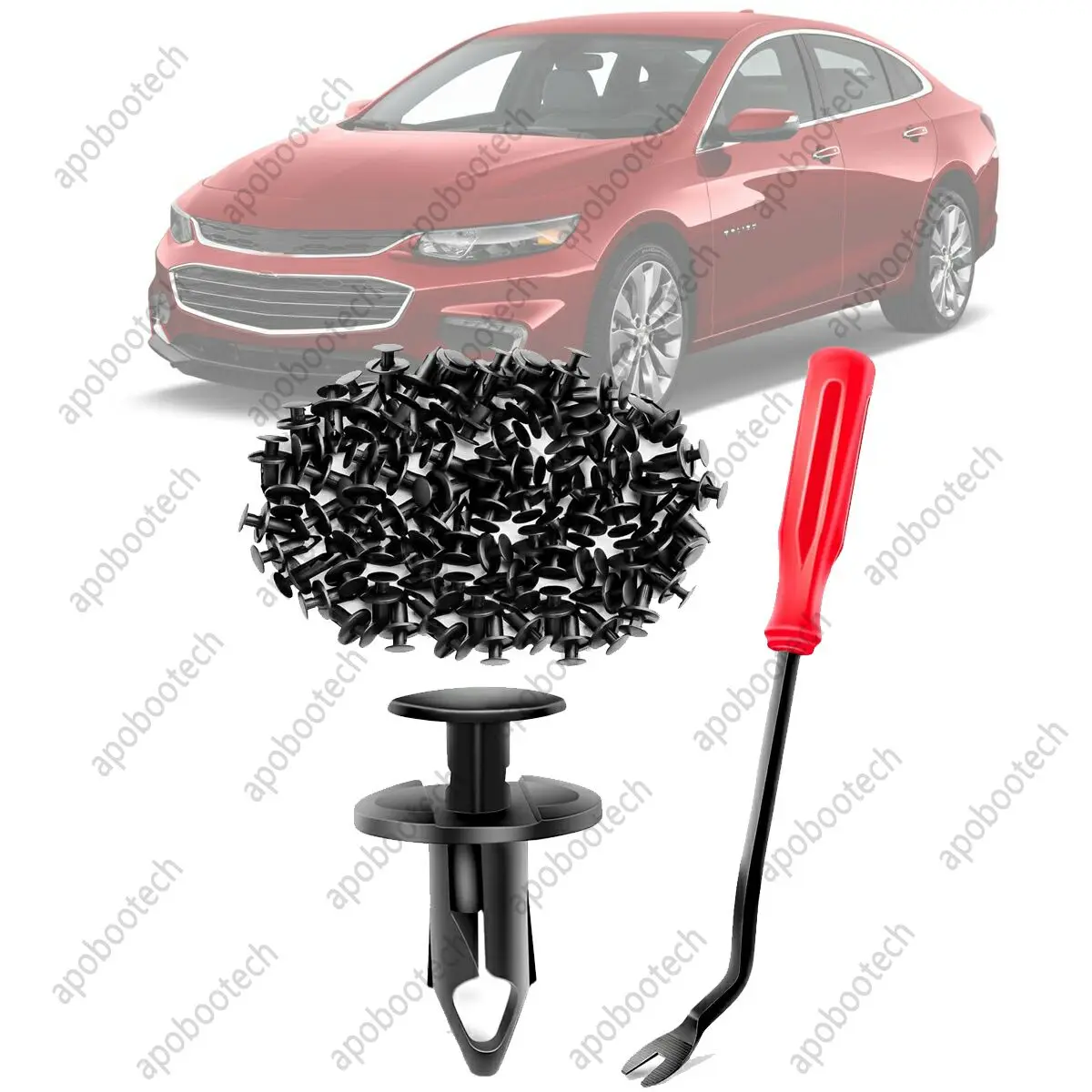 100PCS Nylon Bumper Fastener Rivet Clips for Chevrolet Malibu 2008-2020 with 1PC Bonus Fastener Remover Auto Repair Tool Set
