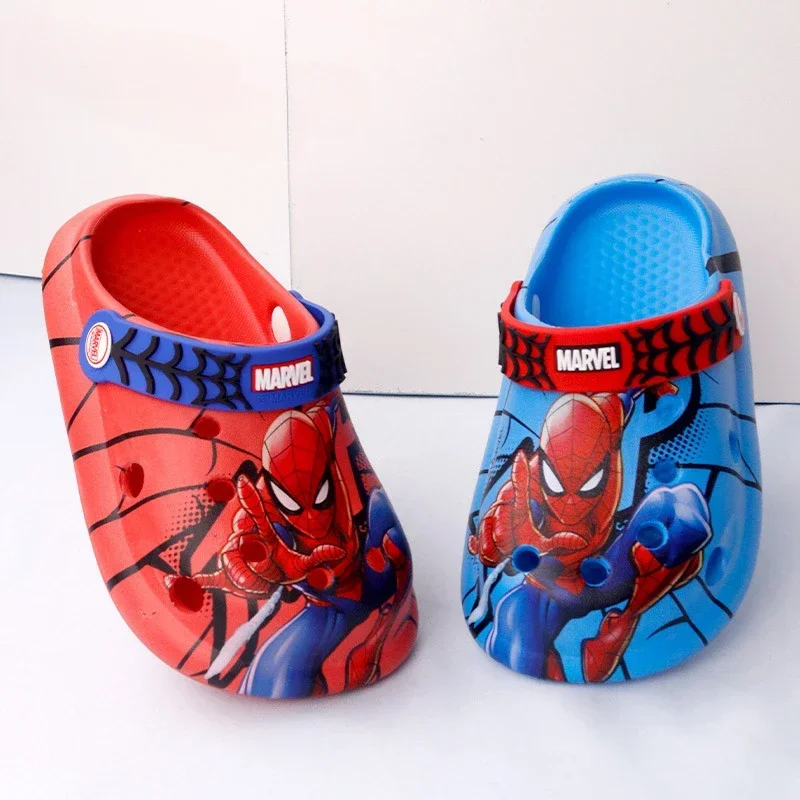 Disney Children\'s Slippers Summer Boys Spiderman Slipper Anti-slip Hole Kids Beach Shoes Soft Bottom Toddler Home Slipper