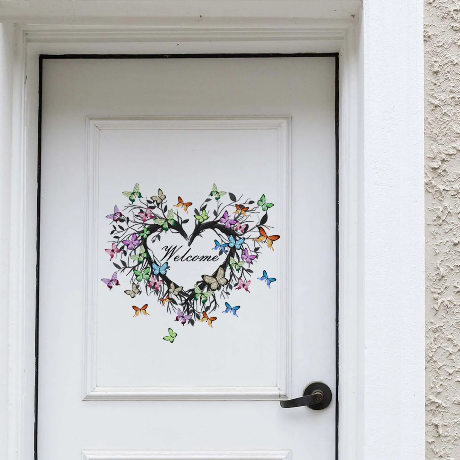 30*30cm Colorful Wreath English Welcome Welcome Wall Stickers Door Stickers Background Home Decoration Wall Stickers Ms7503
