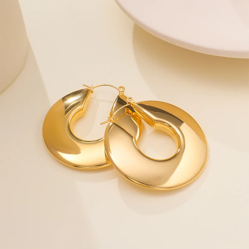 PANGJERY 316L Stainless Steel Smooth U-shaped Hoop Earrings For Women Fashion Minimalist Exaggerated Classic Party Jewelry Gifts