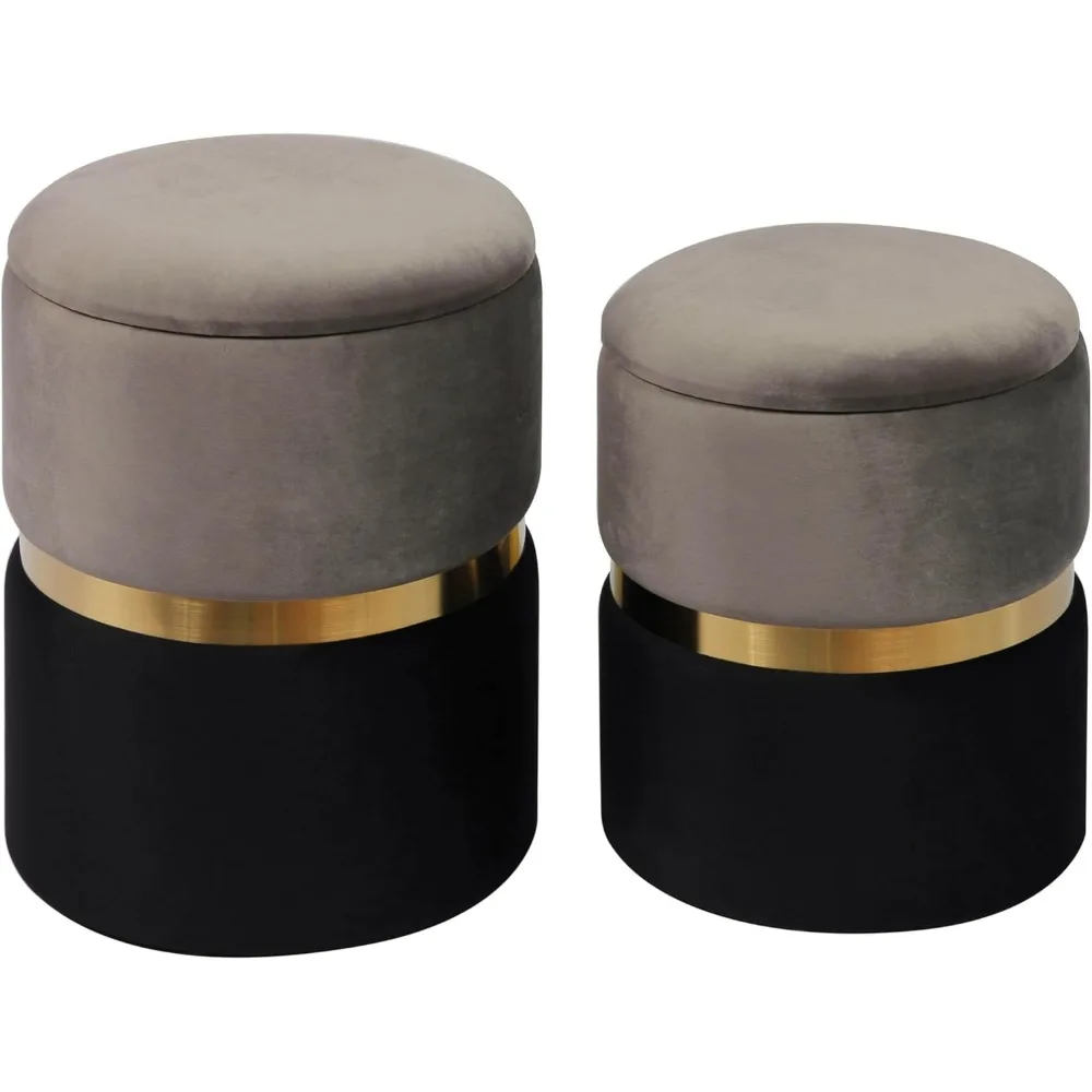 

Gigi Storage Ottoman - Set of 2 (Velvet, Grey|Black)