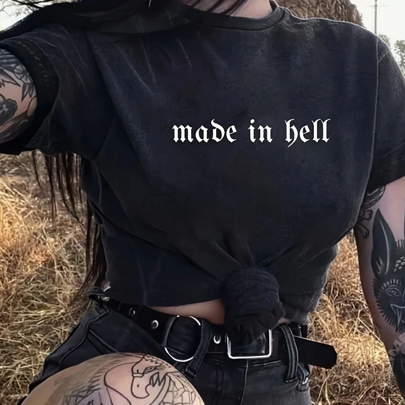 المرأة الأمريكية الجحيم الصنع القوطية إلكتروني طباعة تي شيرت الصيف جديد ريترو أزياء الرجال والنساء الشارع الشهير
