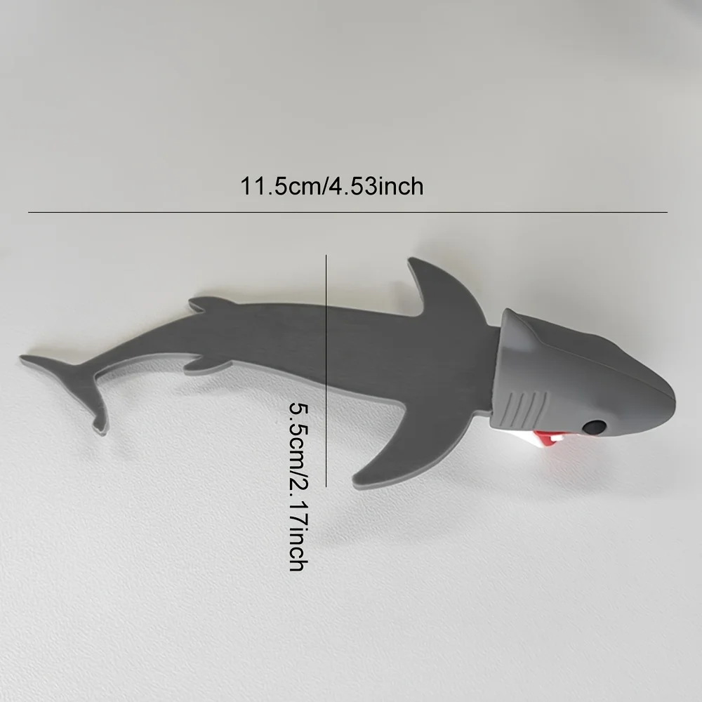 Creative 3D Great White Shark Bookmark- Durable Plastic, Black with Red Teeth Detail, Student Stationery Gift for School Opening