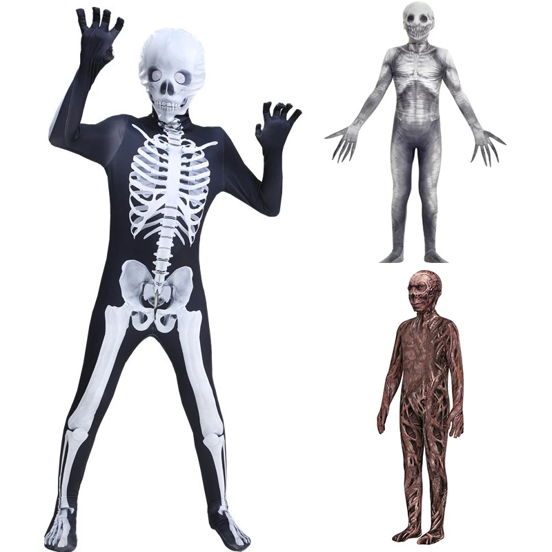 Halloween Kids Skeleton Living Dead Zombie Costume Cosplay Adult Swamp Bloody Skull Monster Purim Carnival Party Deluxe Costumes