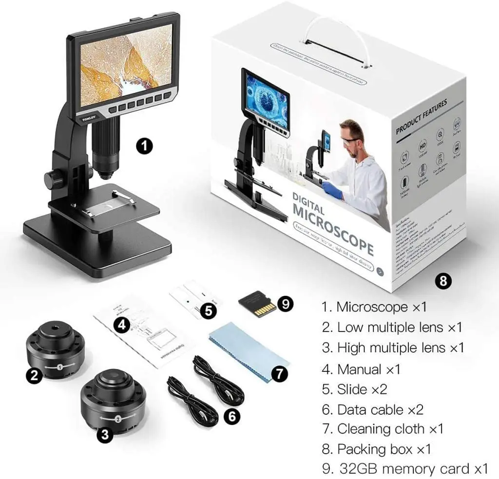 Imagem -06 - Eletrônico Digital Microscópio Biológico Usb Industrial Amplificação Contínua Magnifier Solda 2000x