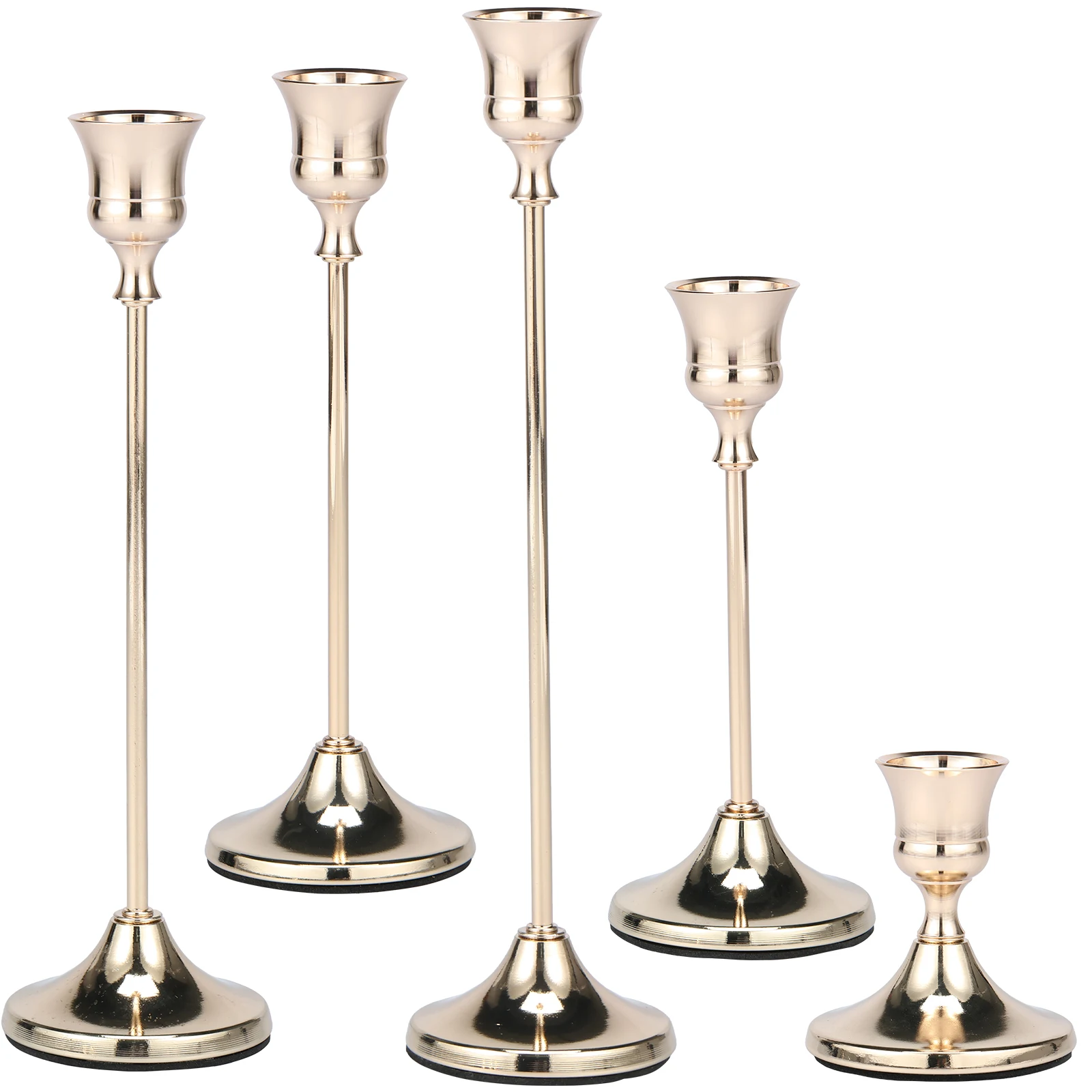 

5Pcs Candlestick Holder Set Retro Decorative Candlestick Stand Metal Taper Candle Holders Detachable Candle Sticks Home Decor