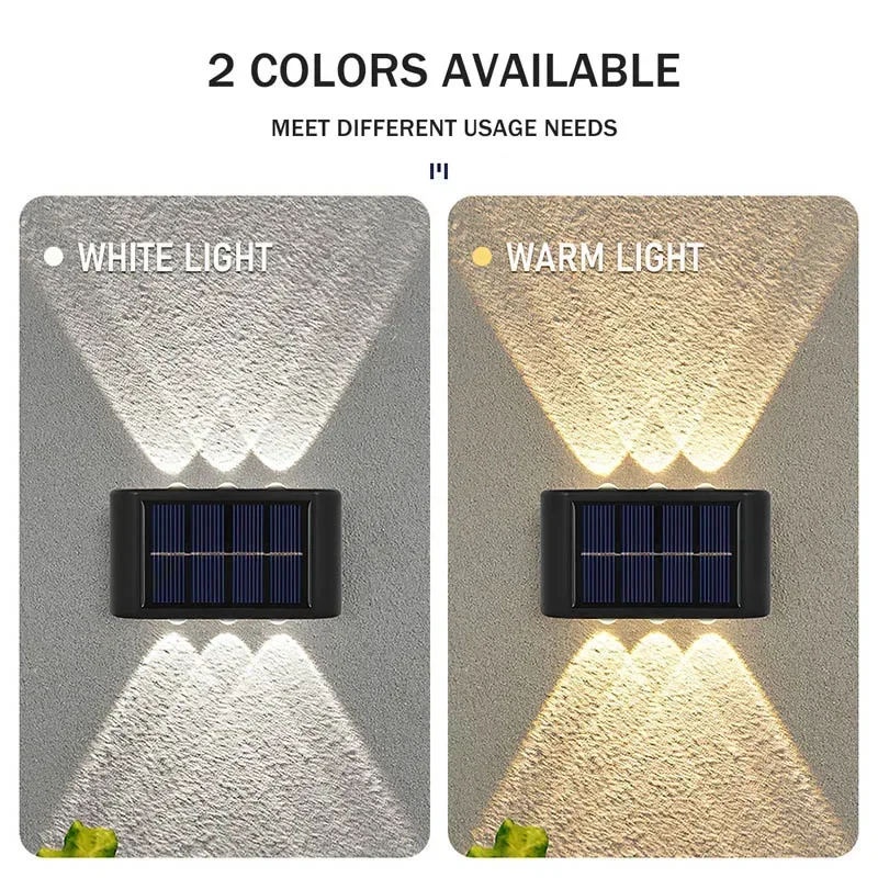 Imagem -04 - Outdoor Led Solar Wall Lights Lâmpada Impermeável up And Down Iluminação Luminosa para Jardim Varanda Quintal Rua Decor Lâmpadas Novo